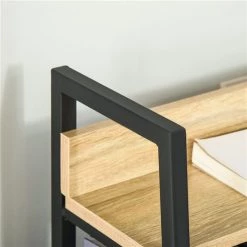 Bibliothèque en composite noir et beige chêne par HomCom avec 5 tablettes -HOMCOM Soldes 2022 330928693 AlternateImage4 l