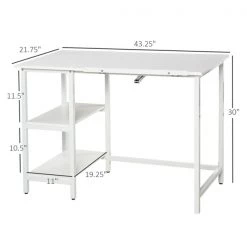 Bureau d'ordinateur blanc HomCom moderne et contemporain de 43,25 po 7 Bureau d'ordinateur blanc HomCom moderne et contemporain de 43,25 po -HOMCOM Soldes 2022 330928694 AlternateImage2 l