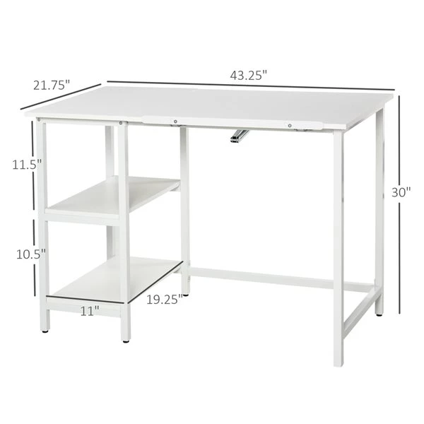 Bureau d'ordinateur blanc HomCom moderne et contemporain de 43,25 po 3 Bureau d'ordinateur blanc HomCom moderne et contemporain de 43,25 po – Image 3