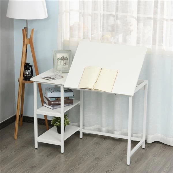 Bureau d'ordinateur blanc HomCom moderne et contemporain de 43,25 po 4 Bureau d'ordinateur blanc HomCom moderne et contemporain de 43,25 po – Image 4