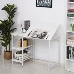 Bureau d'ordinateur blanc HomCom moderne et contemporain de 43,25 po 9 Bureau d'ordinateur blanc HomCom moderne et contemporain de 43,25 po -HOMCOM Soldes 2022 330928694 AlternateImage4 l