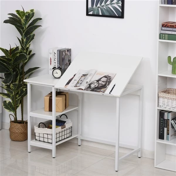 Bureau d'ordinateur blanc HomCom moderne et contemporain de 43,25 po 5 Bureau d'ordinateur blanc HomCom moderne et contemporain de 43,25 po – Image 5