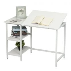 Bureau d'ordinateur blanc HomCom moderne et contemporain de 43,25 po