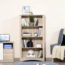 Bibliothèque moderne en composite par HomCom beige chêne avec 4 tablettes -HOMCOM Soldes 2022 330928700 AlternateImage3 l