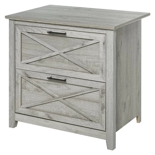 Classeur latéral à 2 tiroirs HomCom avec fini en bois gris 1 Classeur latéral à 2 tiroirs HomCom avec fini en bois gris
