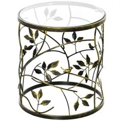 HOMCOM Table Basse en Verre Trempé Table d'Appoint Vintage Maison Bronze