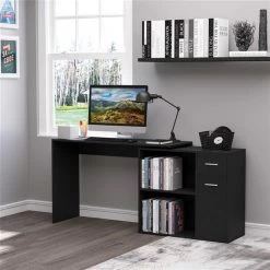 Bureau en forme de L noir HomCom moderne et contemporain de 46 po -HOMCOM Soldes 2022 330928715 AlternateImage3 l