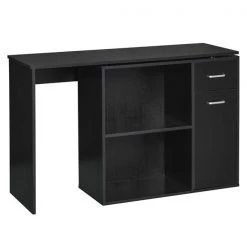Bureau en forme de L noir HomCom moderne et contemporain de 46 po
