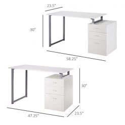 Bureau d'ordinateur blanc HomCom moderne et contemporain de 58,25 po 7 Bureau d'ordinateur blanc HomCom moderne et contemporain de 58,25 po -HOMCOM Soldes 2022 330928731 AlternateImage2 l