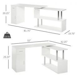 Bureau en forme de L blanc HomCom moderne et contemporain de 55 po -HOMCOM Soldes 2022 330928738 AlternateImage2 l