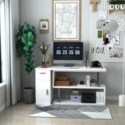 Bureau en forme de L blanc HomCom moderne et contemporain de 55 po -HOMCOM Soldes 2022 330928738 AlternateImage3 l