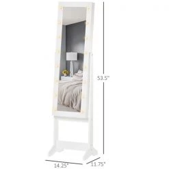 Armoire à bijoux sur pied par HomCom réglable, blanc -HOMCOM Soldes 2022 330928741 AlternateImage2 l