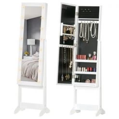 Armoire à bijoux sur pied par HomCom réglable, blanc