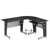 Bureau d'ordinateur en forme de L noir HomCom moderne et contemporain de 64,5 po