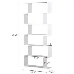 Bibliothèque en composite par HomCom blanc avec 6 tablettes -HOMCOM Soldes 2022 330928778 AlternateImage2 l
