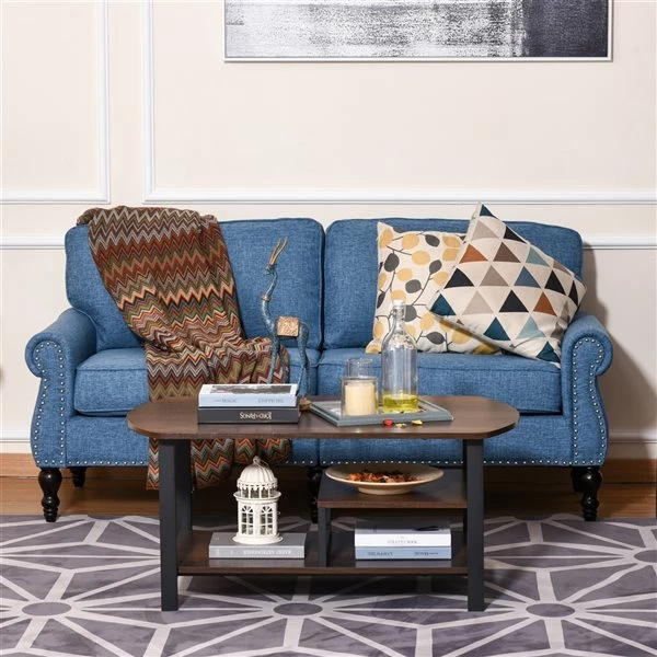 Causeuse moderne HomCom en polyester bleu 4 Causeuse moderne HomCom en polyester bleu – Image 4