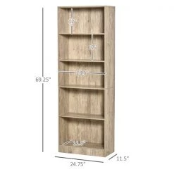 Bibliothèque en composite beige naturel par HomCom avec 5 tablettes -HOMCOM Soldes 2022 330928784 AlternateImage2 l