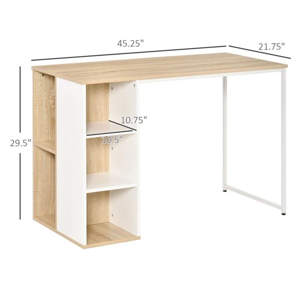 Bureau d'ordinateur brun pâle HomCom moderne et contemporain de 45,25 po 3 Bureau d'ordinateur brun pâle HomCom moderne et contemporain de 45,25 po – Image 3