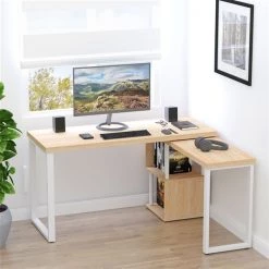 Bureau en forme de L brun pâle HomCom moderne et contemporain de 55 po -HOMCOM Soldes 2022 330928791 AlternateImage2 l