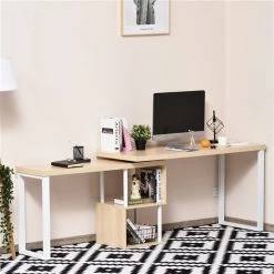 Bureau en forme de L brun pâle HomCom moderne et contemporain de 55 po -HOMCOM Soldes 2022 330928791 AlternateImage4 l