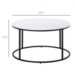 HOMCOM Table Basse Ronde en Bois Canapé un Design Moderne Blanc/Noir -HOMCOM Soldes 2022 330928802 AlternateImage2 l