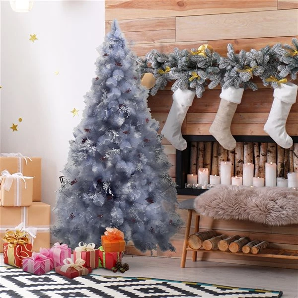 Sapin de Noël artificiel de Homcom de 7 pi sur pieds de style pin régulier, bleu 2 Sapin de Noël artificiel de Homcom de 7 pi sur pieds de style pin régulier, bleu – Image 2