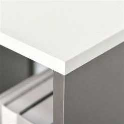 Bibliothèque en composite gris et blanc par HomCom avec 3 tablettes 9 Bibliothèque en composite gris et blanc par HomCom avec 3 tablettes -HOMCOM Soldes 2022 330928814 AlternateImage4 l