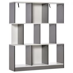 Bibliothèque en composite gris et blanc par HomCom avec 3 tablettes