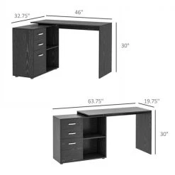 Bureau en forme de L HomCom moderne et contemporain noir de 46 po -HOMCOM Soldes 2022 330928824 AlternateImage2 l