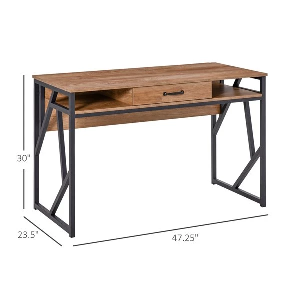 Bureau d'écriture brun pâle HomCom moderne et contemporain de 47,25 po 3 Bureau d'écriture brun pâle HomCom moderne et contemporain de 47,25 po – Image 3