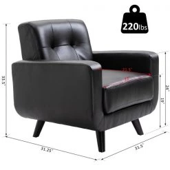 Fauteuil d'appoint moderne par HomCom en similicuir noir -HOMCOM Soldes 2022 330932420 AlternateImage2 l