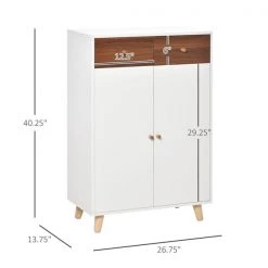 Armoire à chaussures moderne noyer et blanc Homcom en bois avec 2 tiroirs -HOMCOM Soldes 2022 330932491 AlternateImage2 l