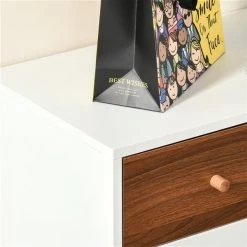 Armoire à chaussures moderne noyer et blanc Homcom en bois avec 2 tiroirs -HOMCOM Soldes 2022 330932491 AlternateImage3 l