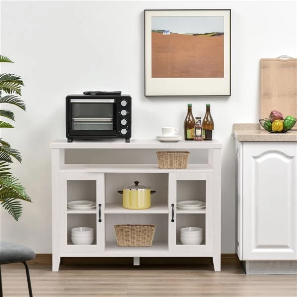 Buffet HomCom en composite blanc 2 Buffet HomCom en composite blanc – Image 2