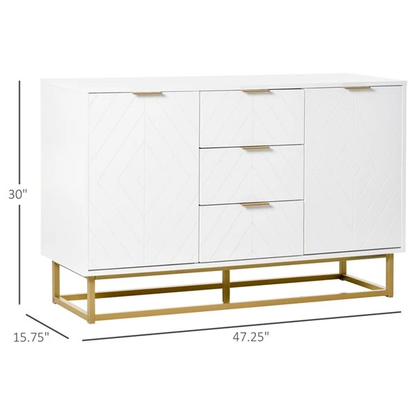 Buffet HomCom en composite blanc et or 3 Buffet HomCom en composite blanc et or – Image 3