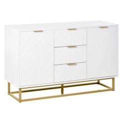 Buffet HomCom en composite blanc et or