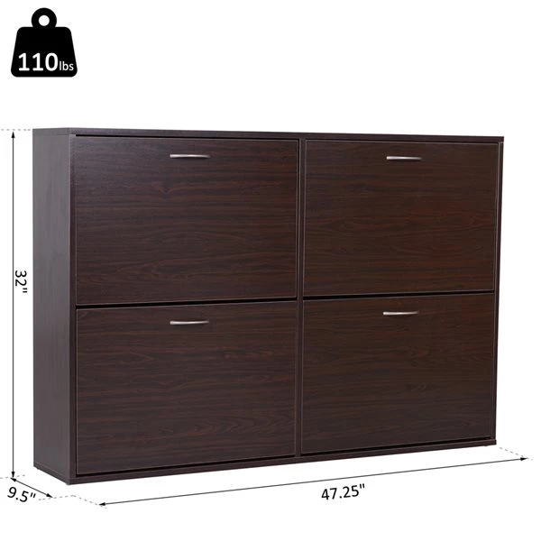 Armoire à chaussures compacte brun foncé Homcom en bois avec tiroirs inclinables 3 Armoire à chaussures compacte brun foncé Homcom en bois avec tiroirs inclinables – Image 3