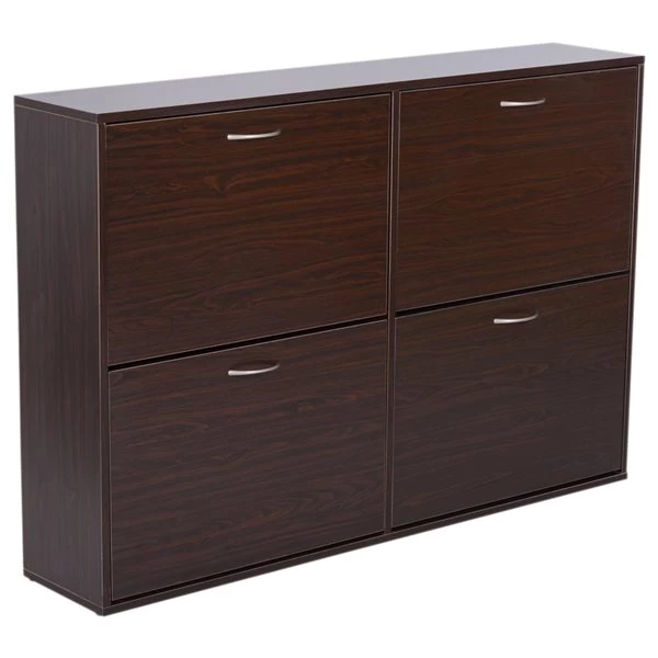 Armoire à chaussures compacte brun foncé Homcom en bois avec tiroirs inclinables 4 Armoire à chaussures compacte brun foncé Homcom en bois avec tiroirs inclinables – Image 4