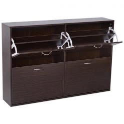 Armoire à chaussures compacte brun foncé Homcom en bois avec tiroirs inclinables