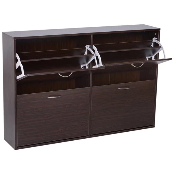 Armoire à chaussures compacte brun foncé Homcom en bois avec tiroirs inclinables 1 Armoire à chaussures compacte brun foncé Homcom en bois avec tiroirs inclinables