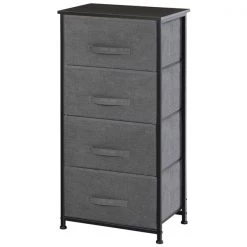 Commode de rangement à 4 compartiments par HomCom en acier noir