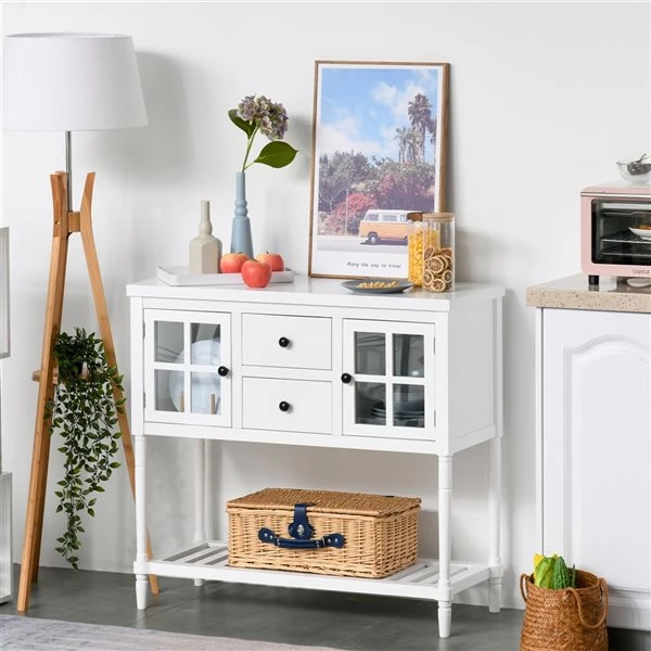 Table console moderne par HomCom en bois blanc 2 Table console moderne par HomCom en bois blanc – Image 2