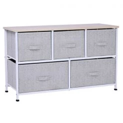 Commode de rangement à 5 compartiments par HomCom en acier gris