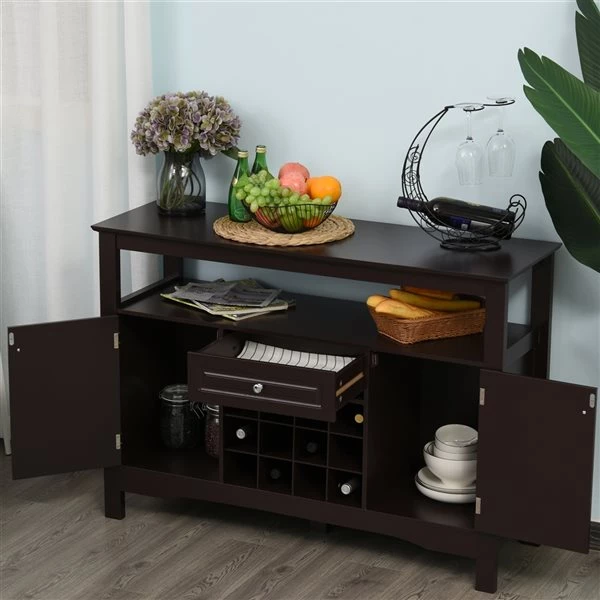 Buffet HomCom en composite espresso avec porte-bouteilles de vin 4 Buffet HomCom en composite espresso avec porte-bouteilles de vin – Image 4