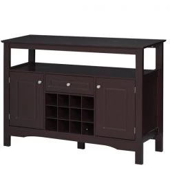 Buffet HomCom en composite espresso avec porte-bouteilles de vin