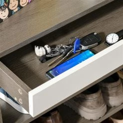 Étagère à chaussures moderne grise Homcom de 37 1/2 po en bois avec tiroir -HOMCOM Soldes 2022 330932540 AlternateImage4 l