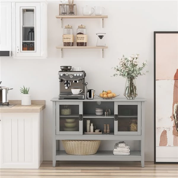 Table console moderne par HomCom en bois gris 2 Table console moderne par HomCom en bois gris – Image 2