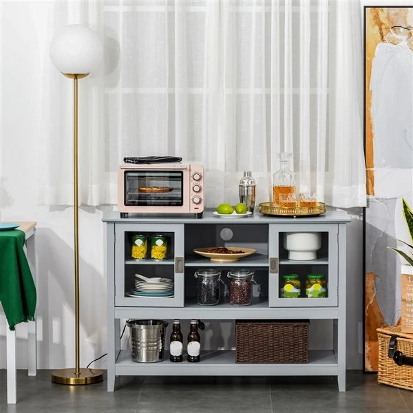 Table console moderne par HomCom en bois gris 4 Table console moderne par HomCom en bois gris – Image 4