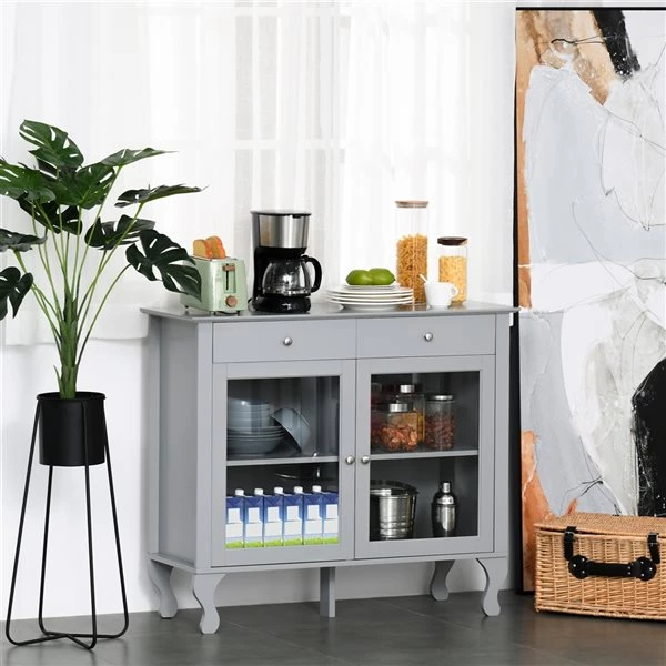 Buffet HomCom en composite gris 2 Buffet HomCom en composite gris – Image 2