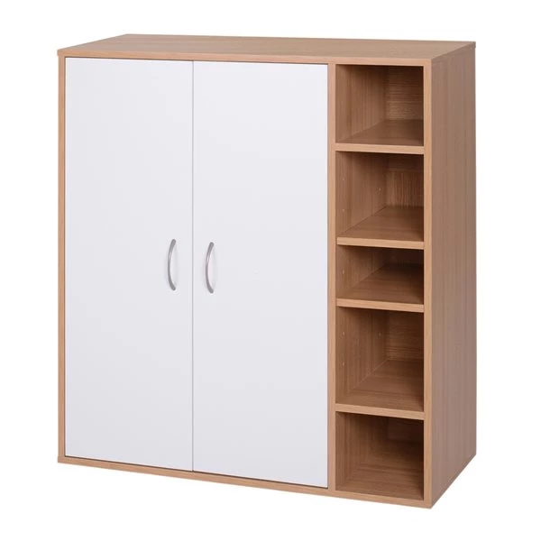 Armoire à chaussures contemporaine blanche Homcom en bois avec compartiments 1 Armoire à chaussures contemporaine blanche Homcom en bois avec compartiments